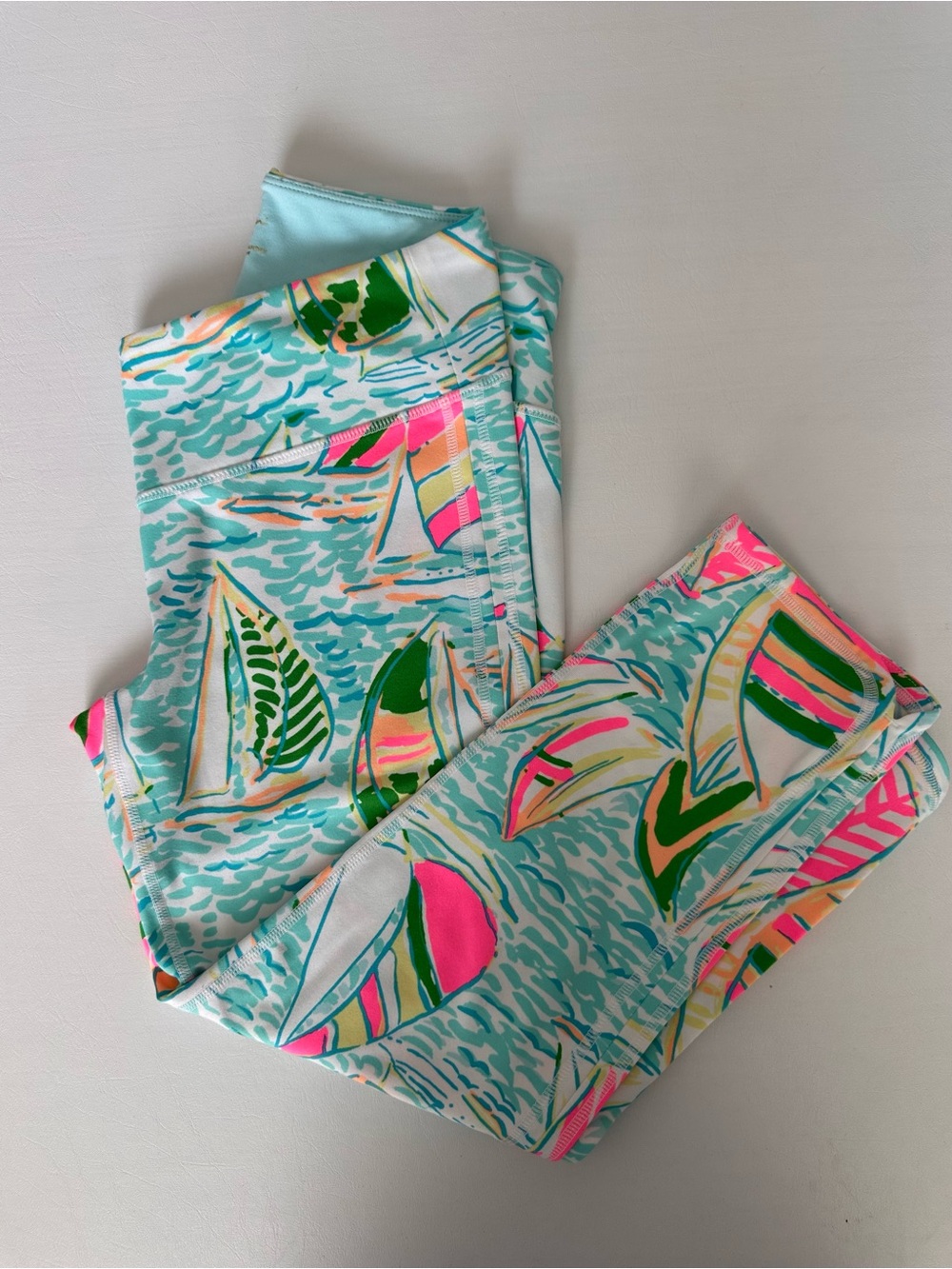 Lilly Pulitzer Cropped Luxletic Leggings in You Gotta Regatta Sailboat Print